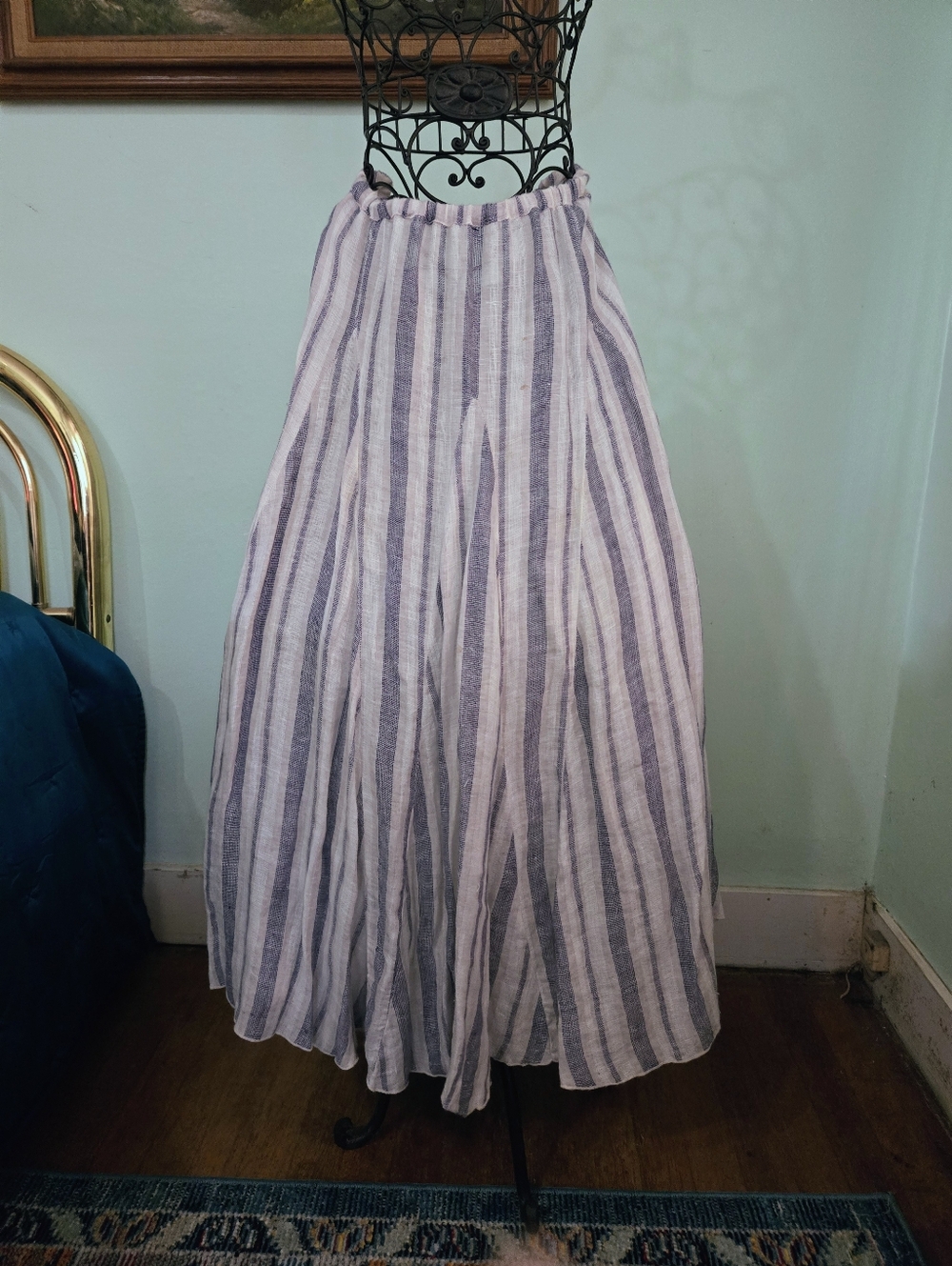 Free People CP Shades Linen Circle Skirt Stripe M